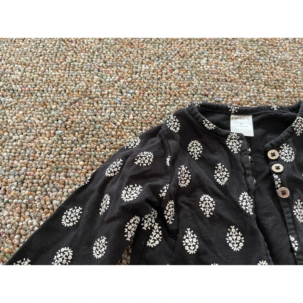 Carter's Girls Black & White Flower Cardigan‎ 6M
